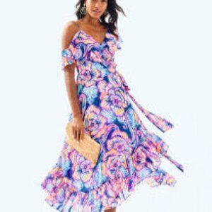 Lilly Pulitzer New Marianna Floral Multicolor Maxi Dress Med 1307